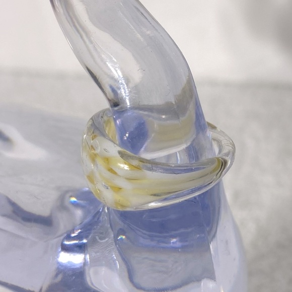 Vintage Art Glass Handmade Clear White Yellow Band Ring - Picture 3 of 11